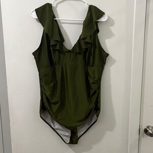 Olive Green Women’s Plus One Piece Swimsuit